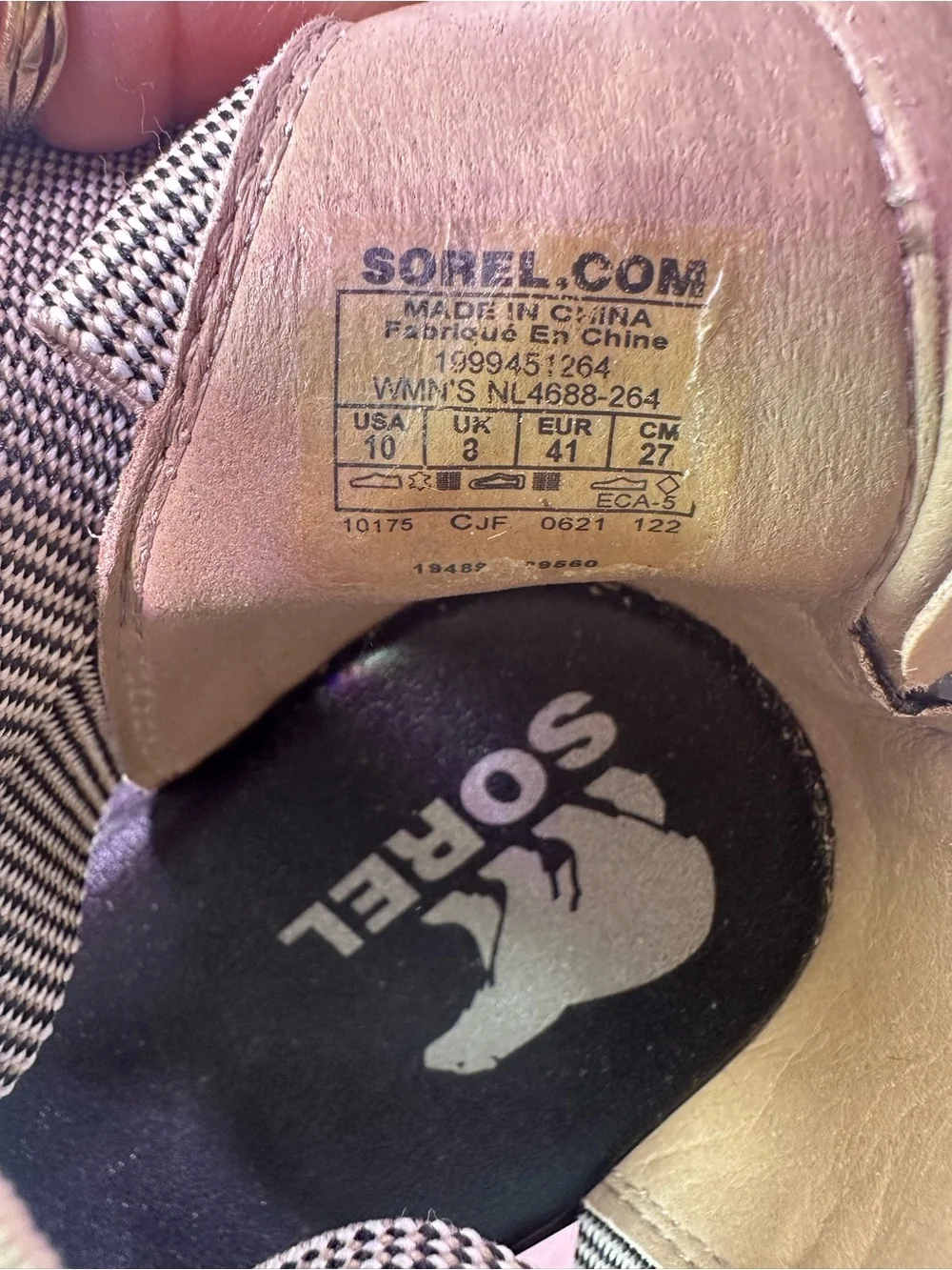 Sorel Tan and Gray Crisscross Wedge Sandal